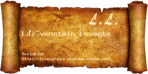 Lövenstein Levente névjegykártya